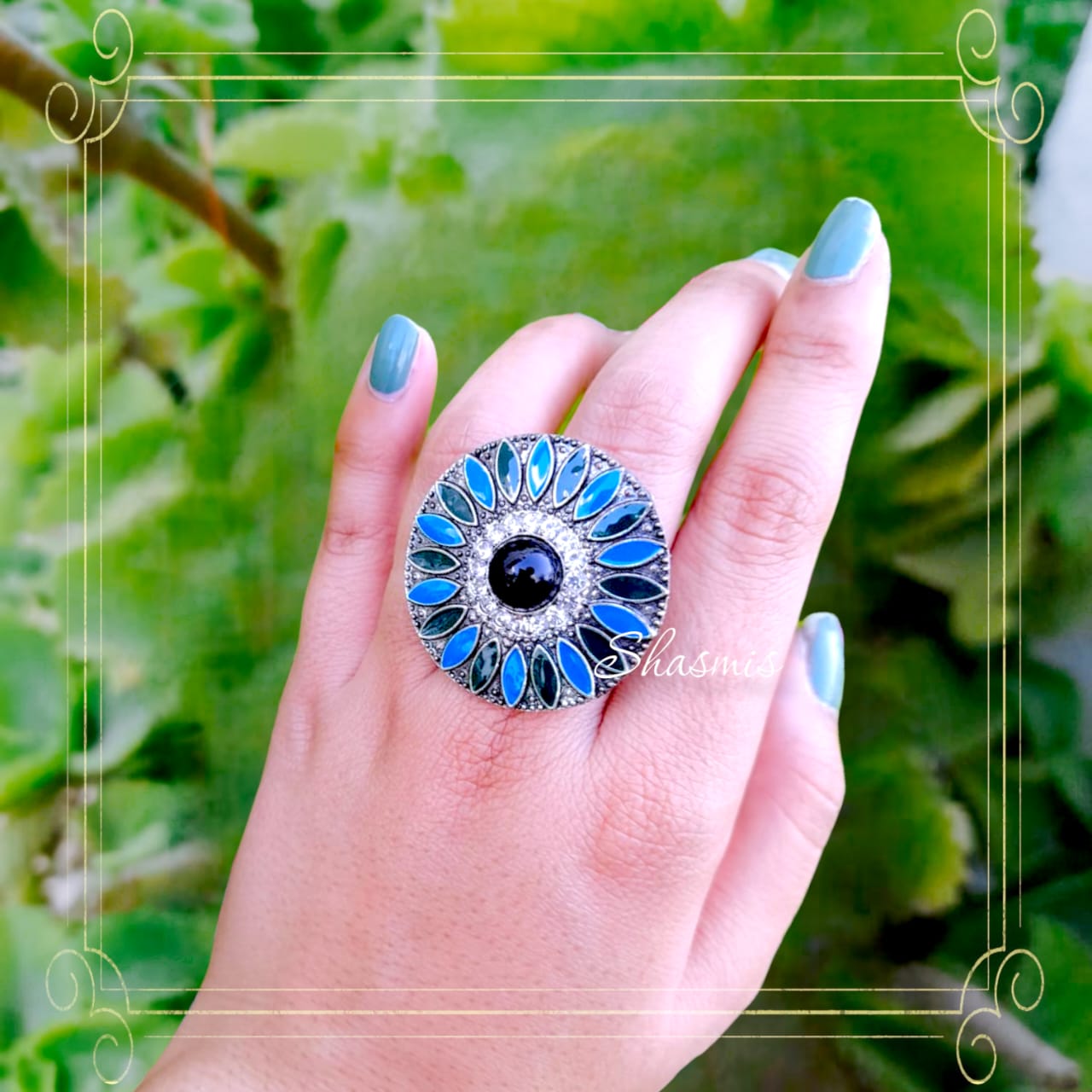 Meenakari Petals Rings