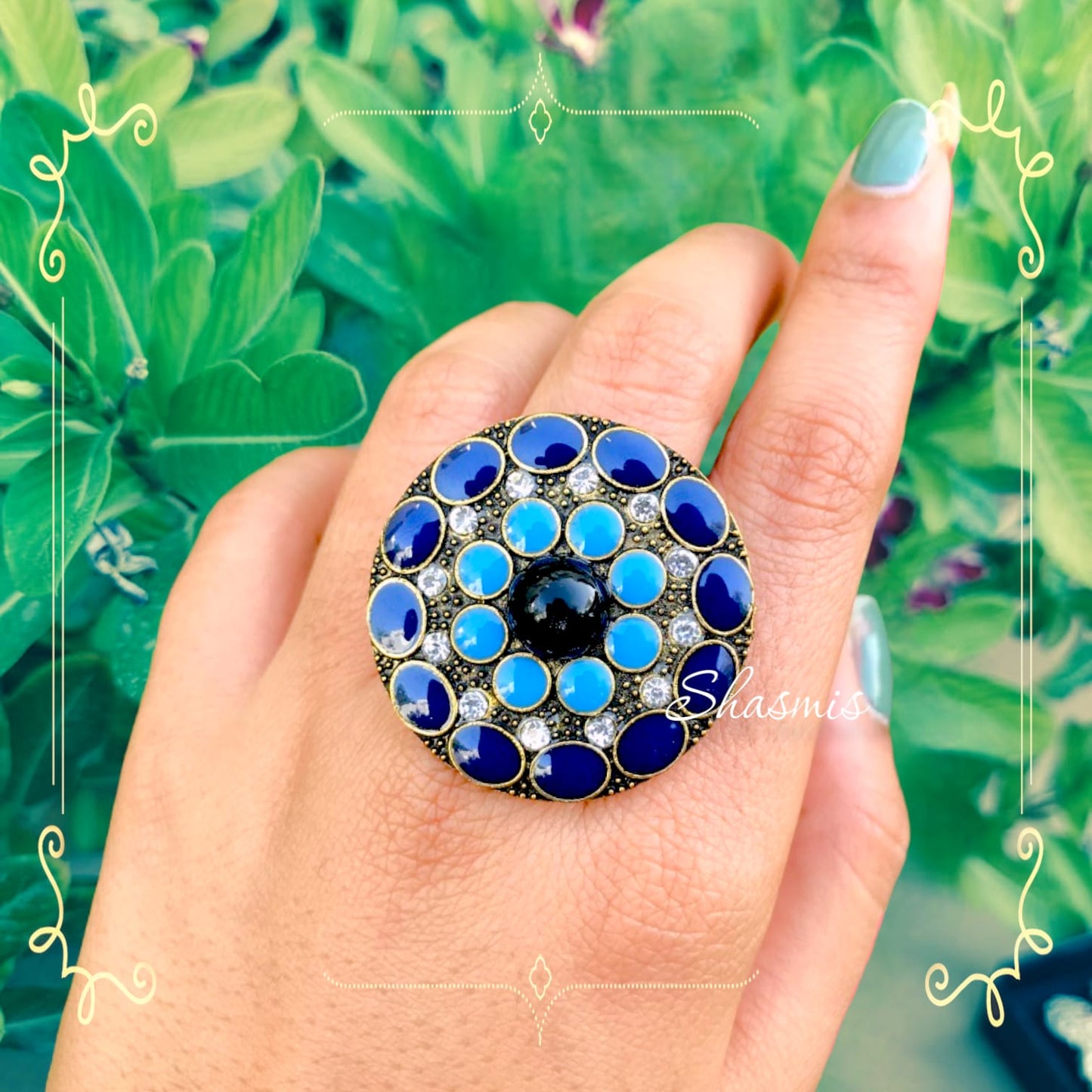 Blue Shade Meenakari Rings