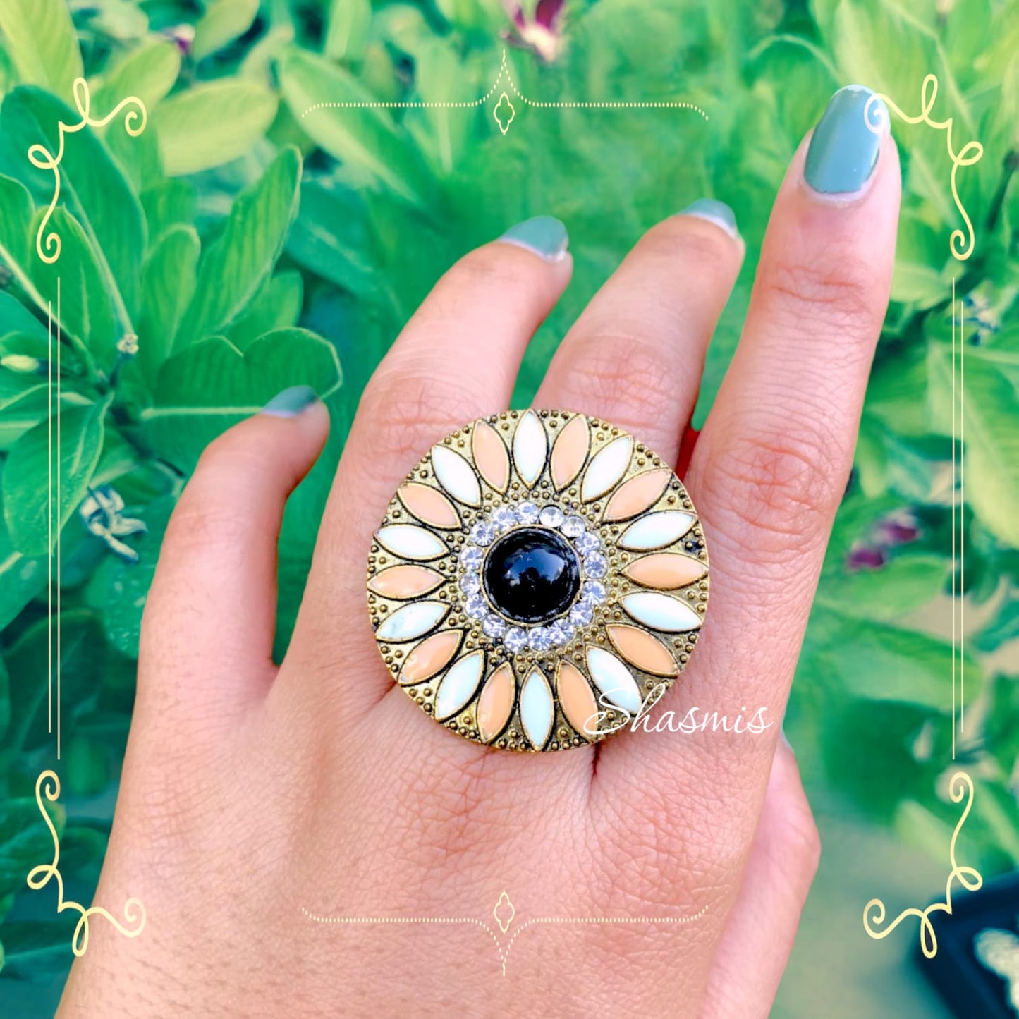 White meenakari Rings