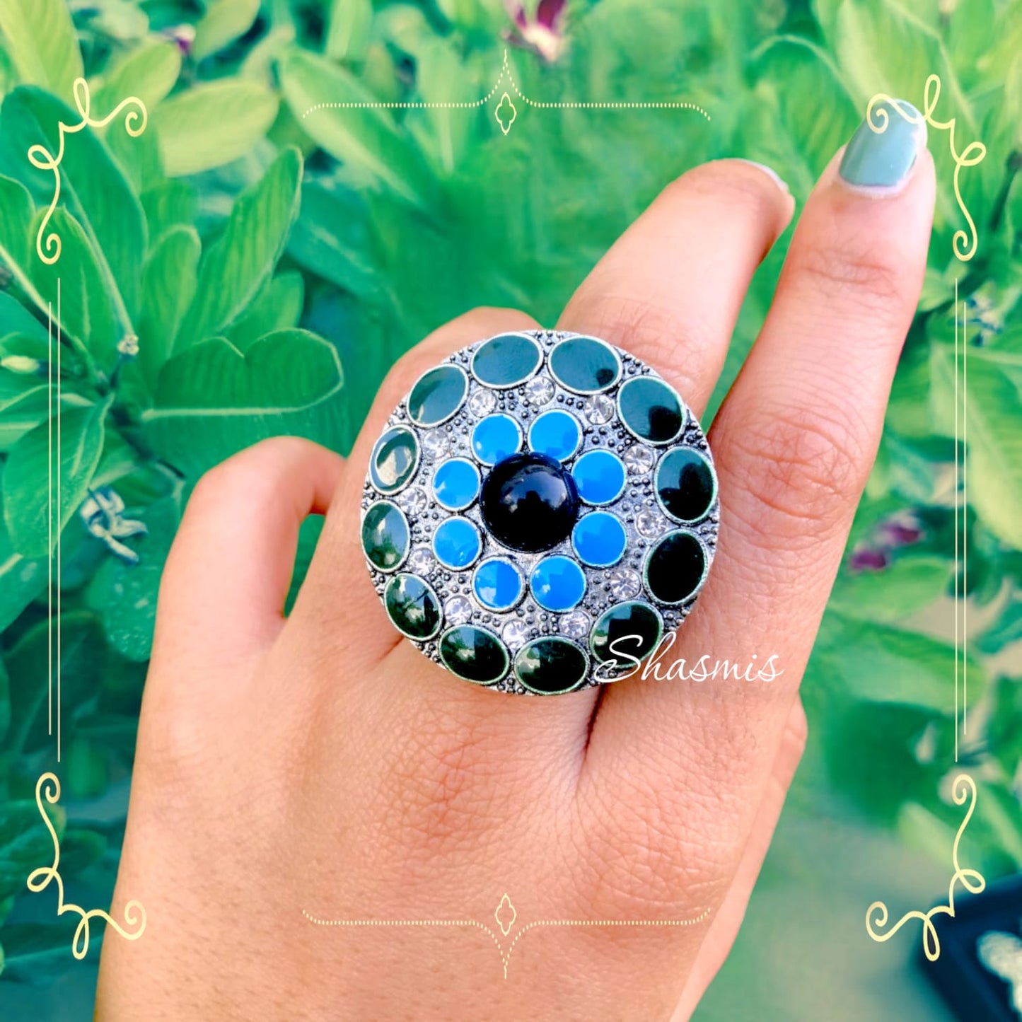 Green blue oxidised Ring