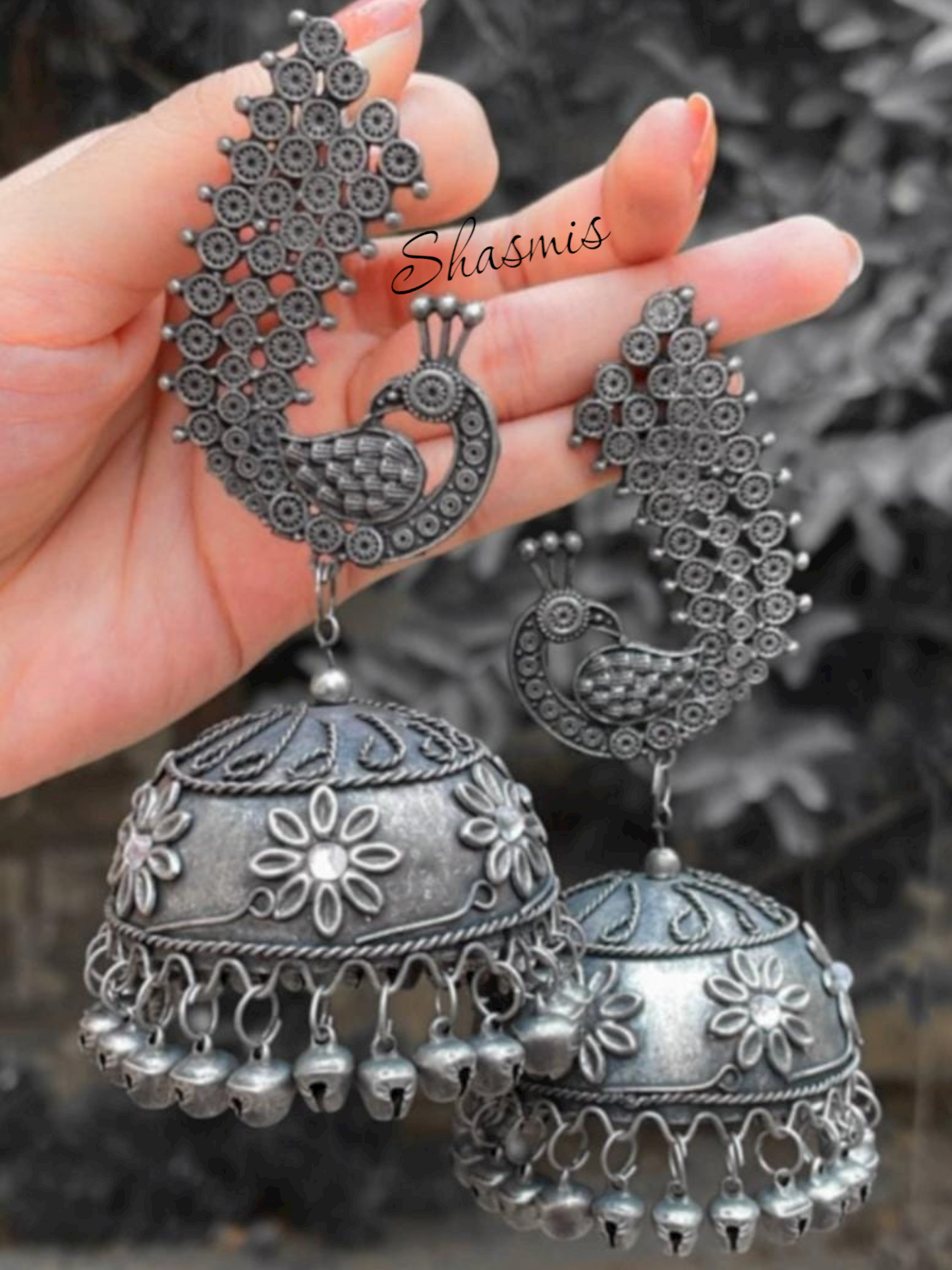 Silver Flawless Peacock Design Earrings