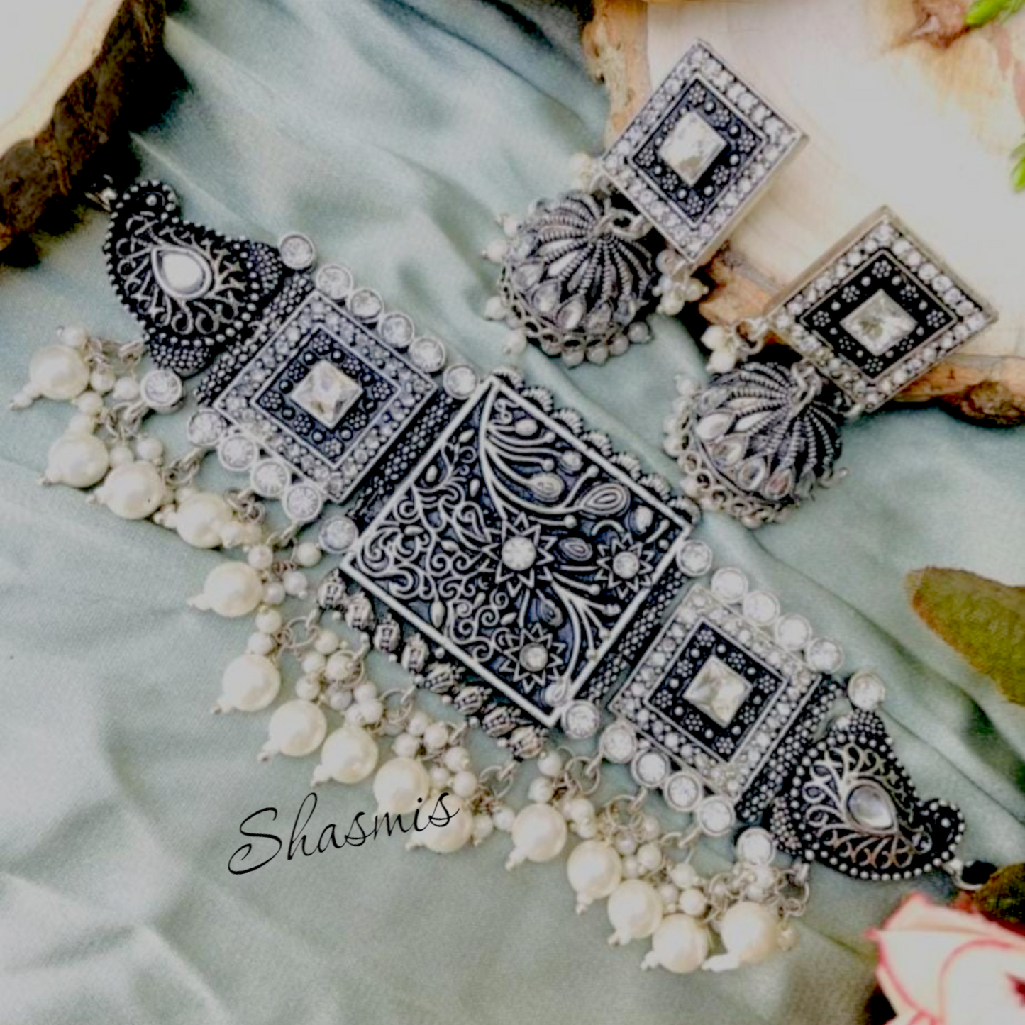 Oxidised Necklace Choker Set