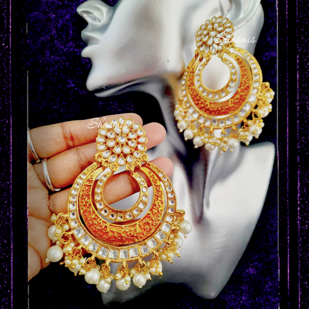 Orange Layer Meenakari Earrings