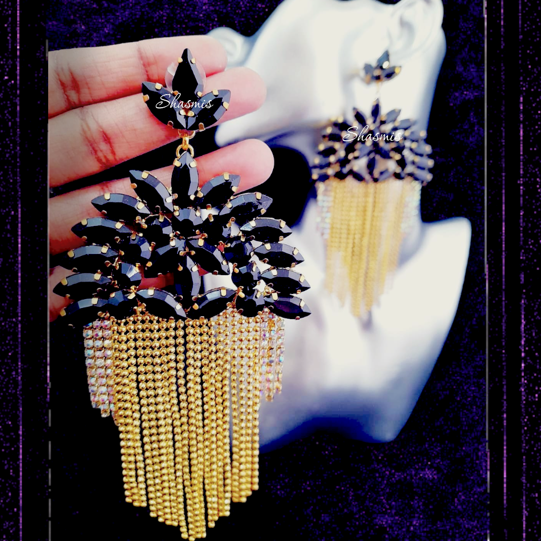 Black Diamond Long Earrings