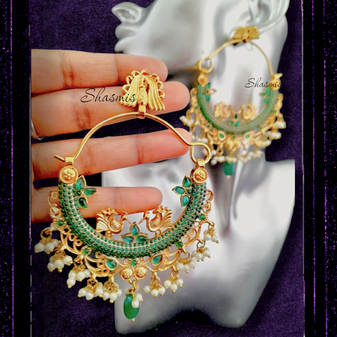 Light Weight Green Afghani Oxidised Earring