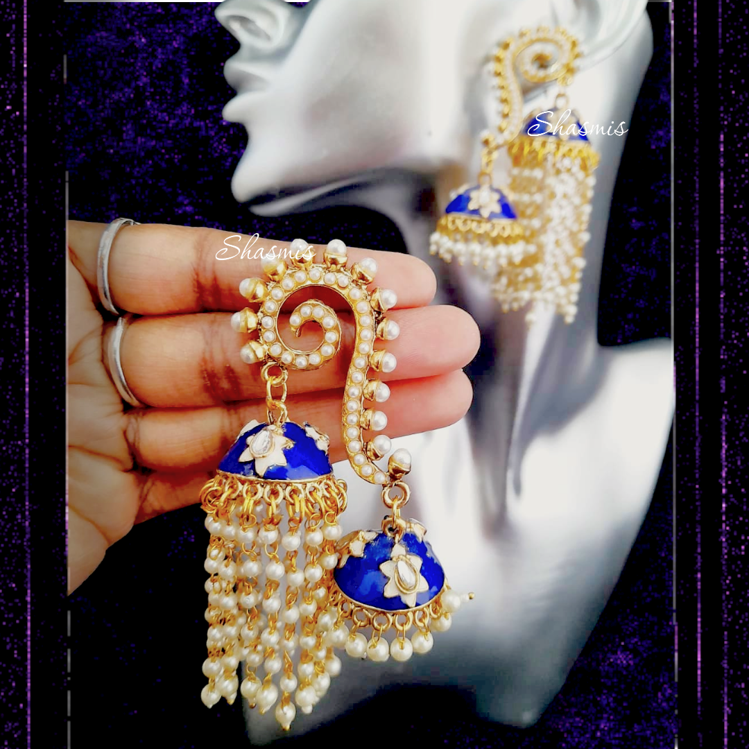 Blue-Hanging Design Earrings