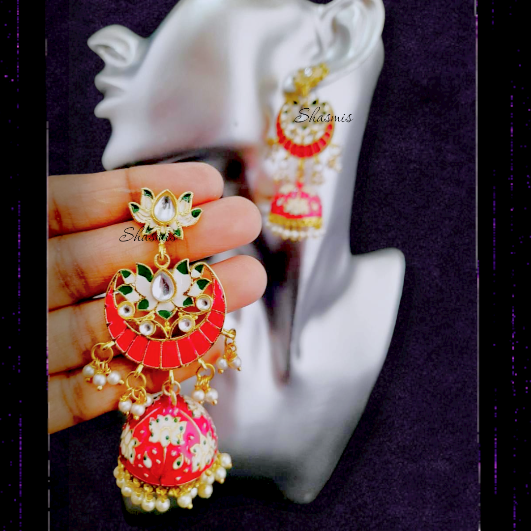 Pink Jhumka Earrings