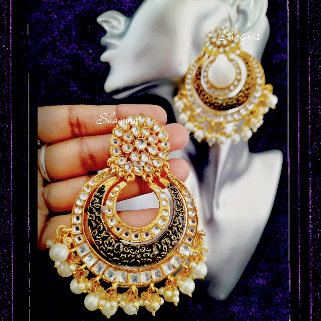 Black Layer Meenakari Earrings