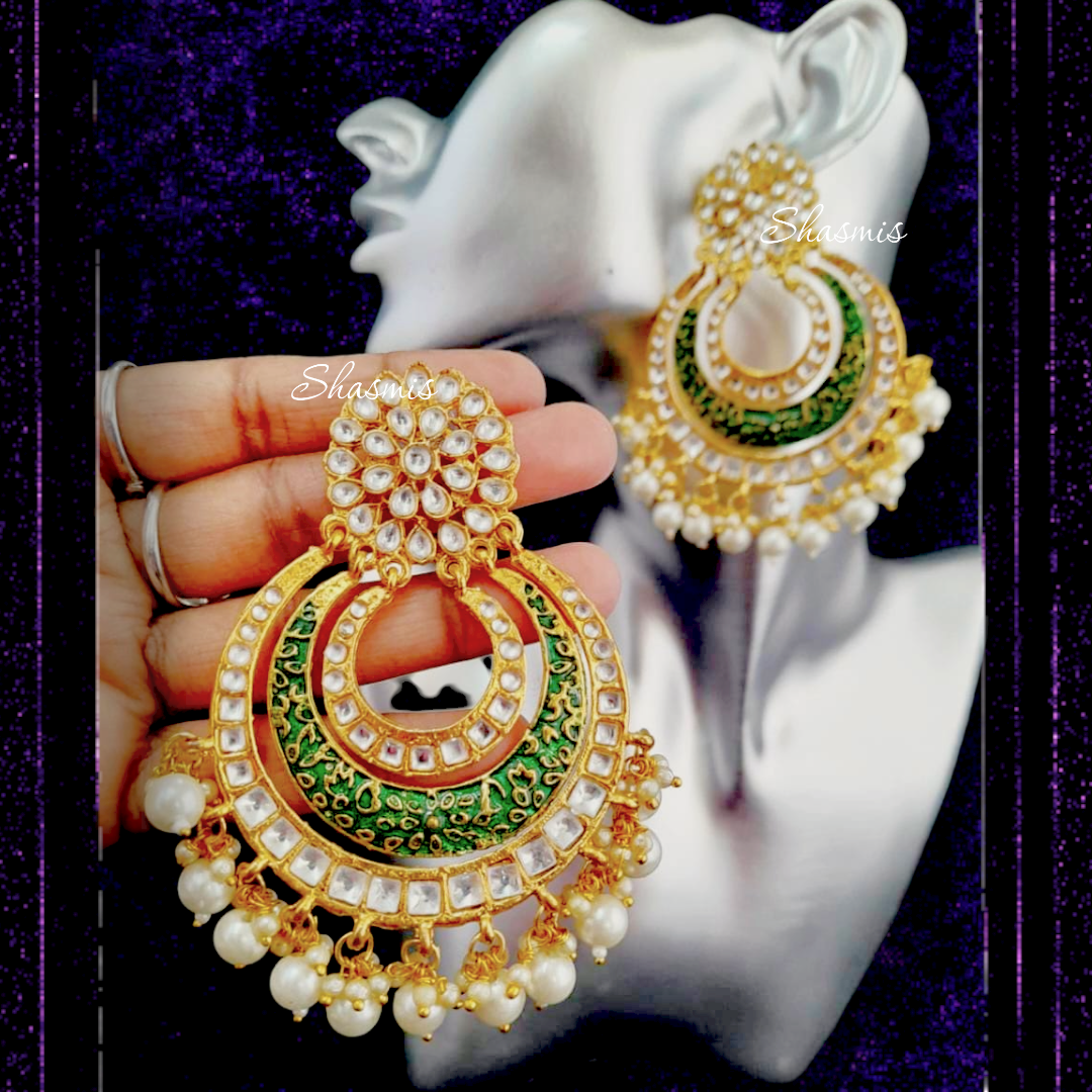 Green layer Meenakari Earrings