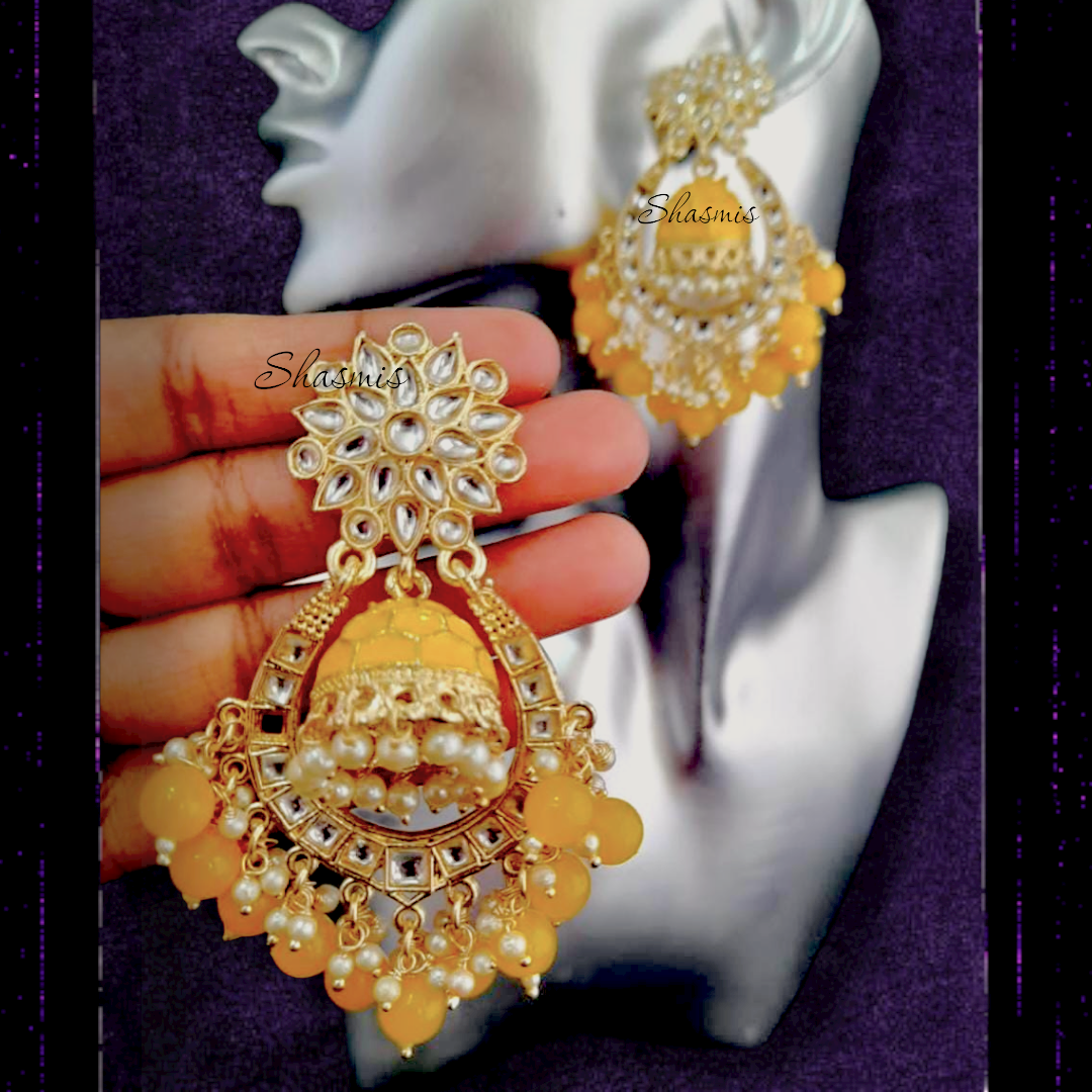 Yellow Jhumka Earrings