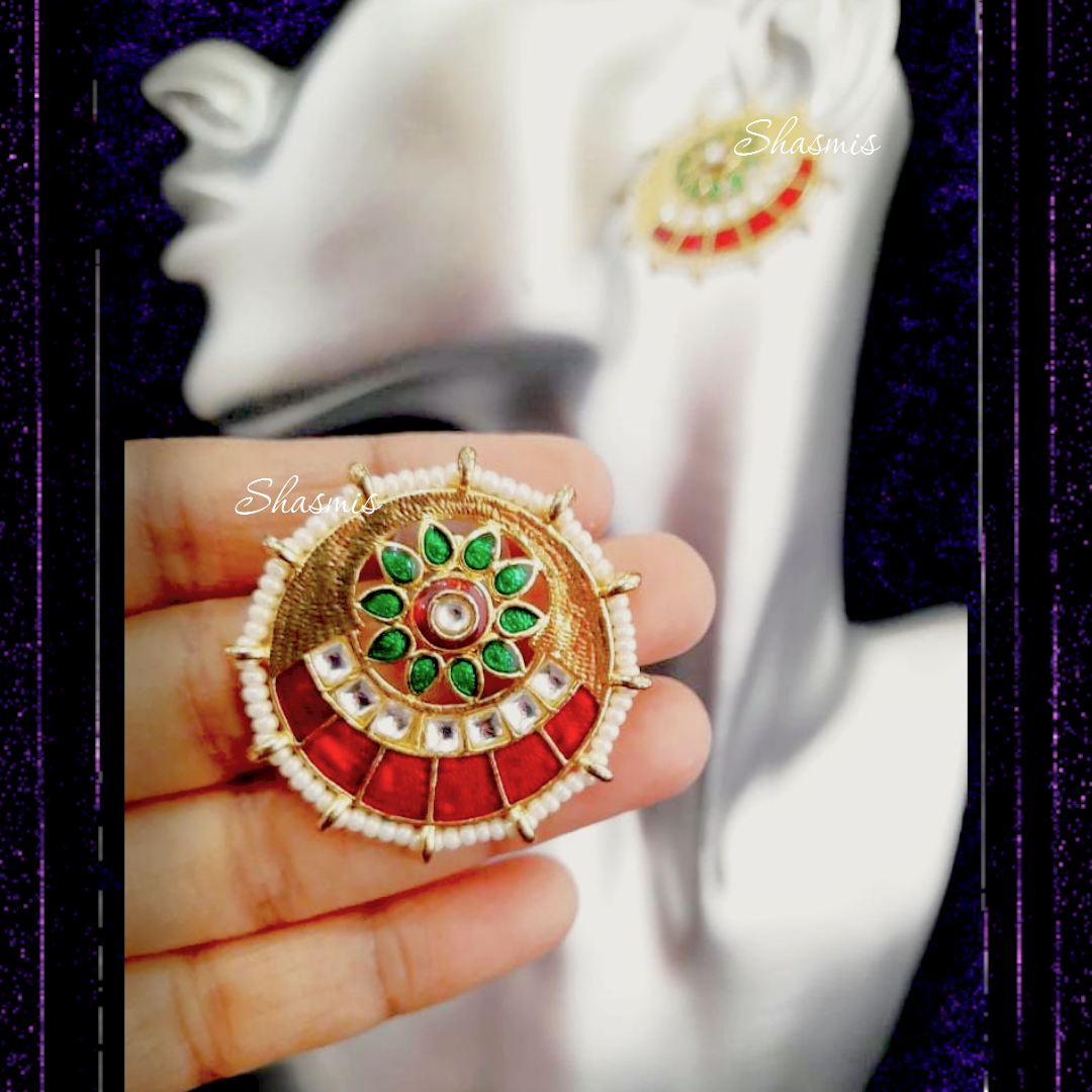 Red Meenakari Stud Earrings