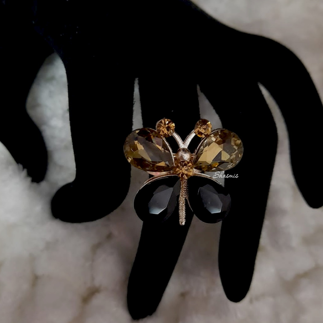 Black Diamond Butterfly Ring