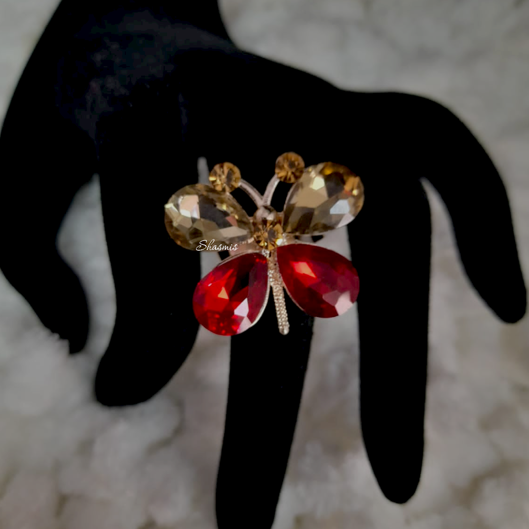 Red Diamond Butterfly Ring