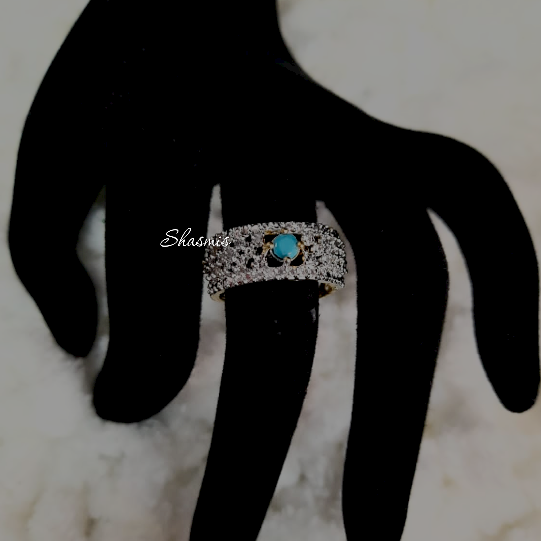 Turquoise Stone American Diamond Ring