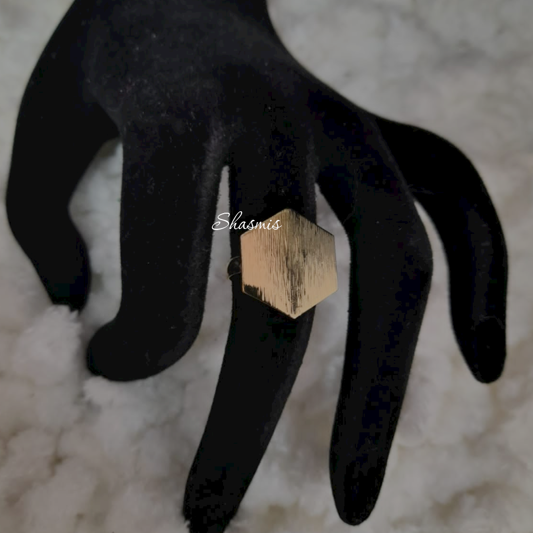 Hexagon Shape Gold Ring