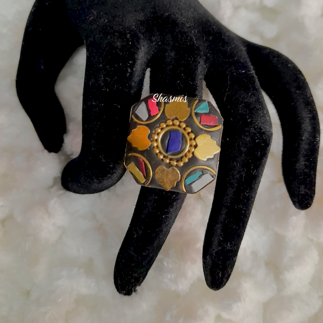 Mix Colour Adjustable Black Ring