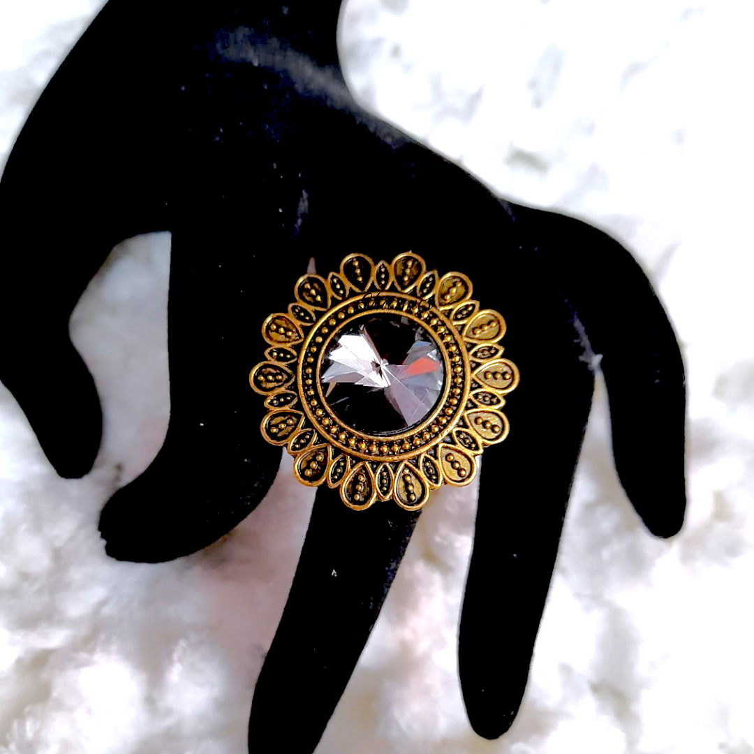 Grey Diamond Gold Ring