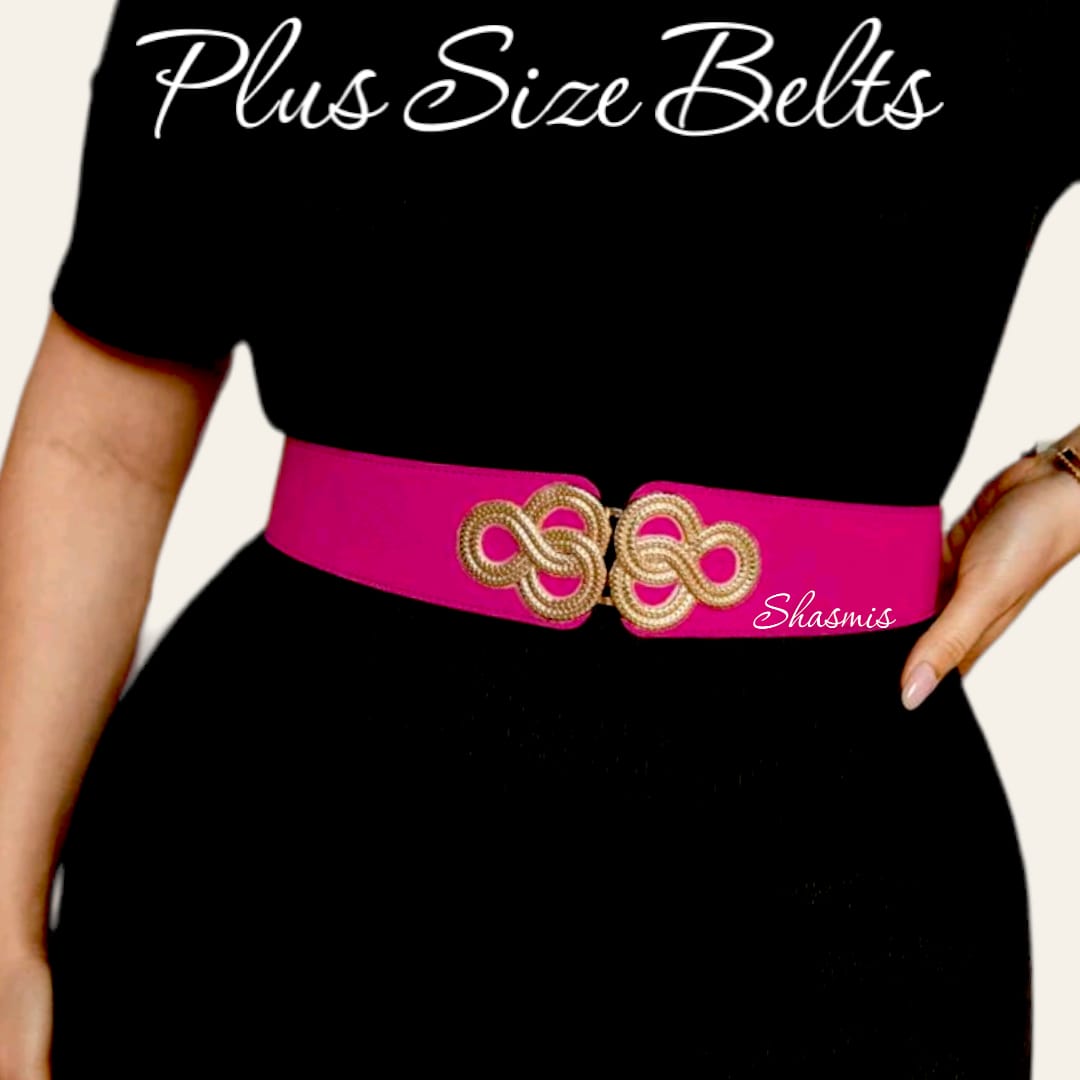 Pink Stretchable Belt, Plus Size - Main Image