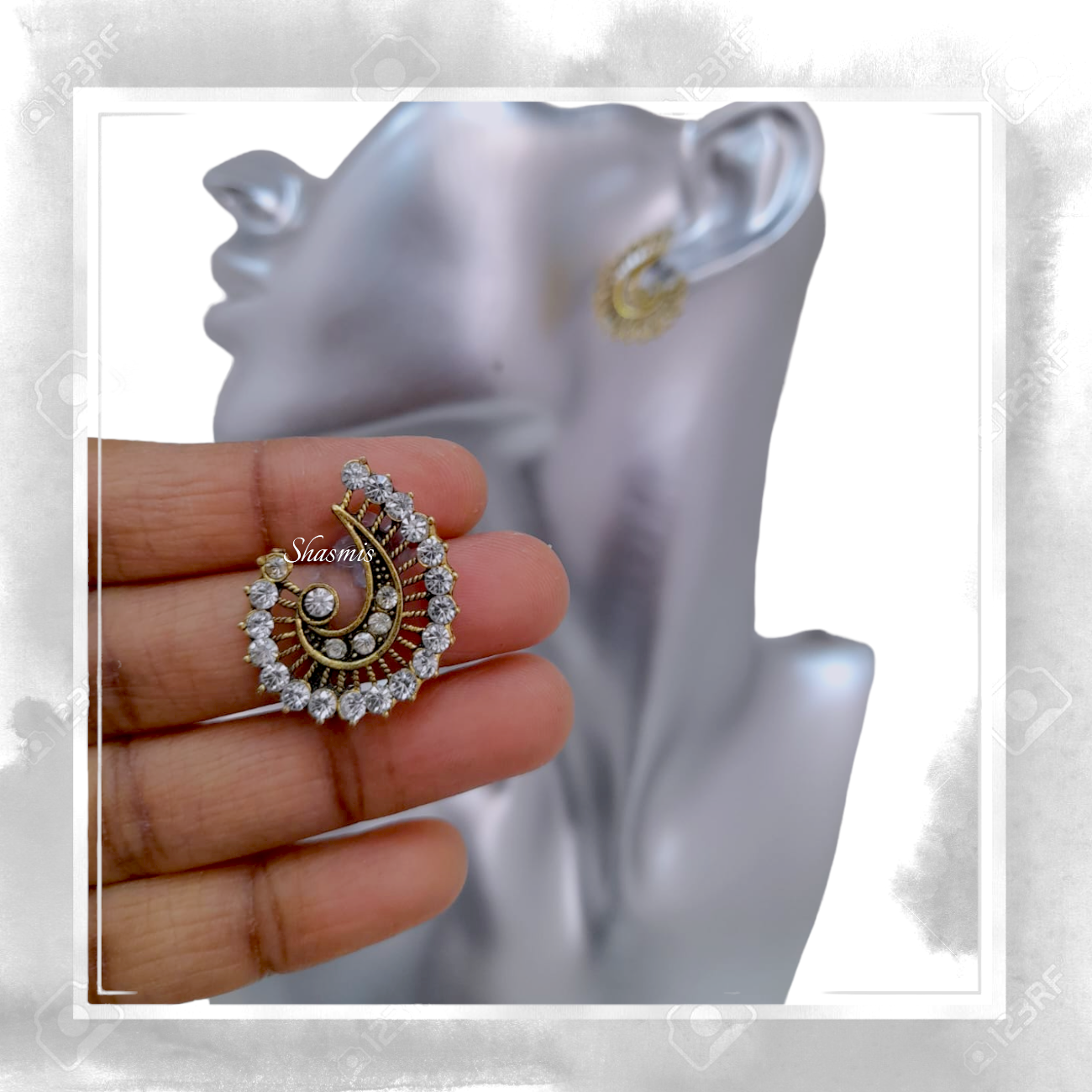 Golden Plated Diamond Stud Earrings