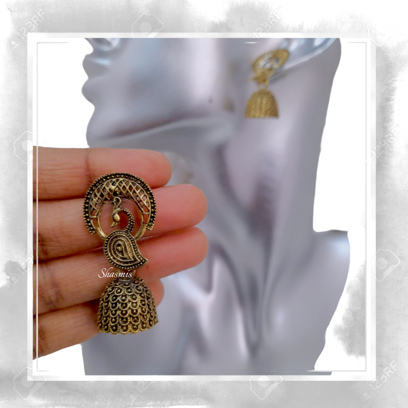 Peacock Feather Design Jhumka Earrings