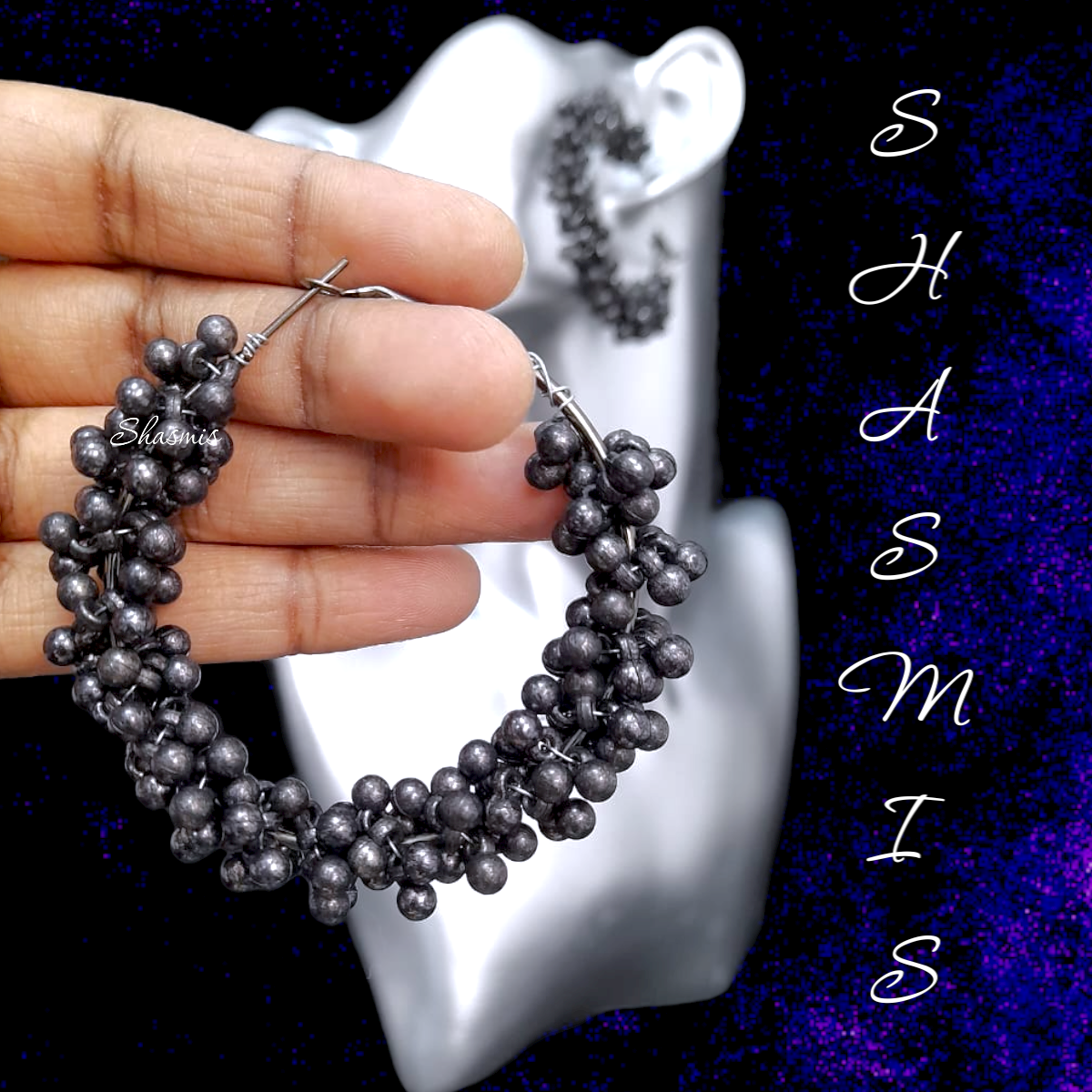 Black Colour Hoop Earrings