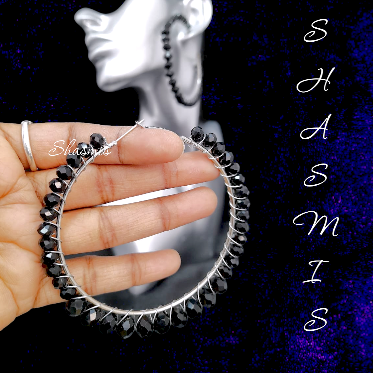Black Wide Hoop Earrings