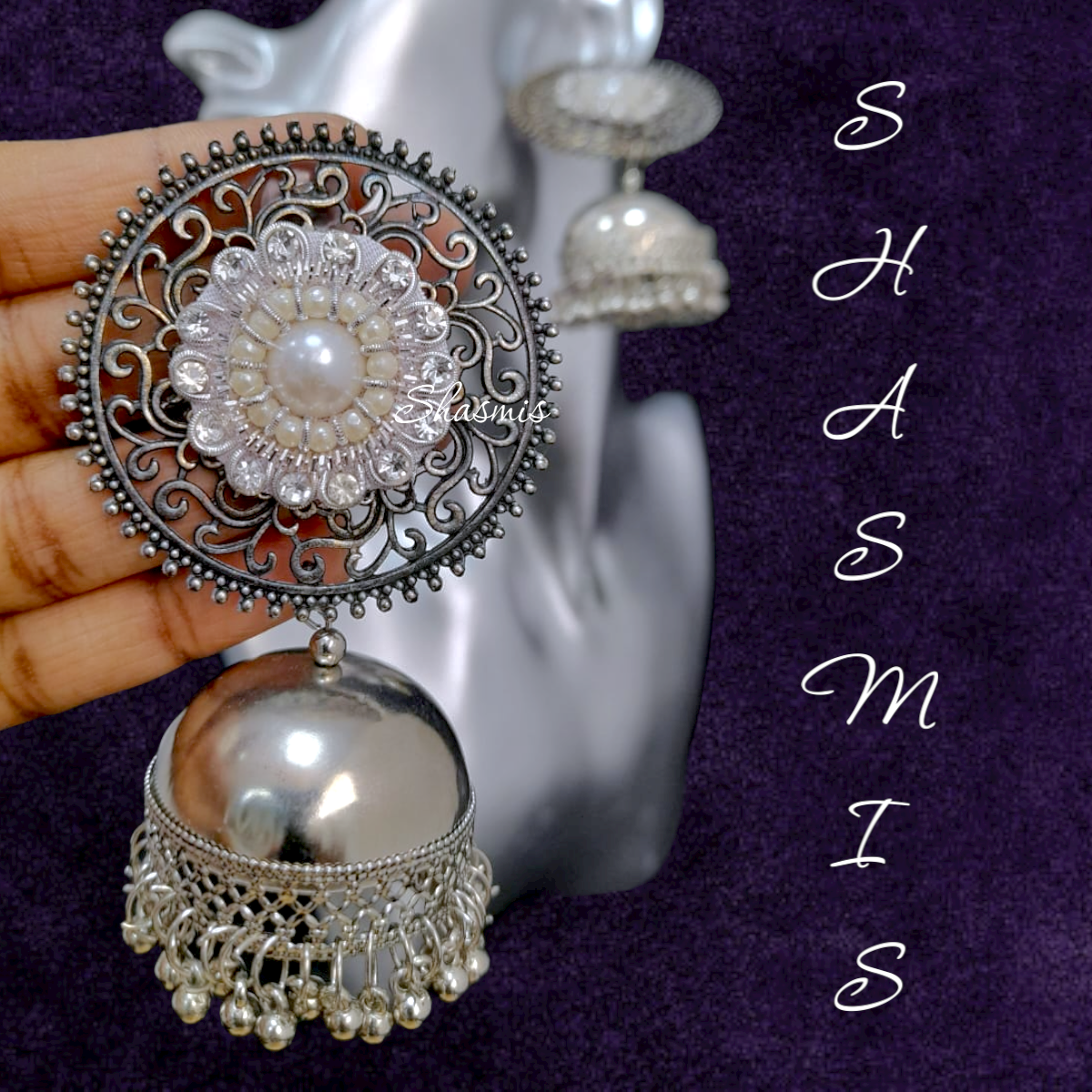 Centre Pearl Long Drop Jhumka Earrings