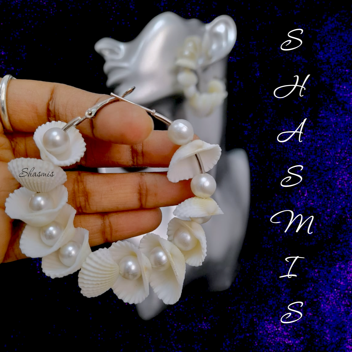 Shells and Pearls Hoop Earrings