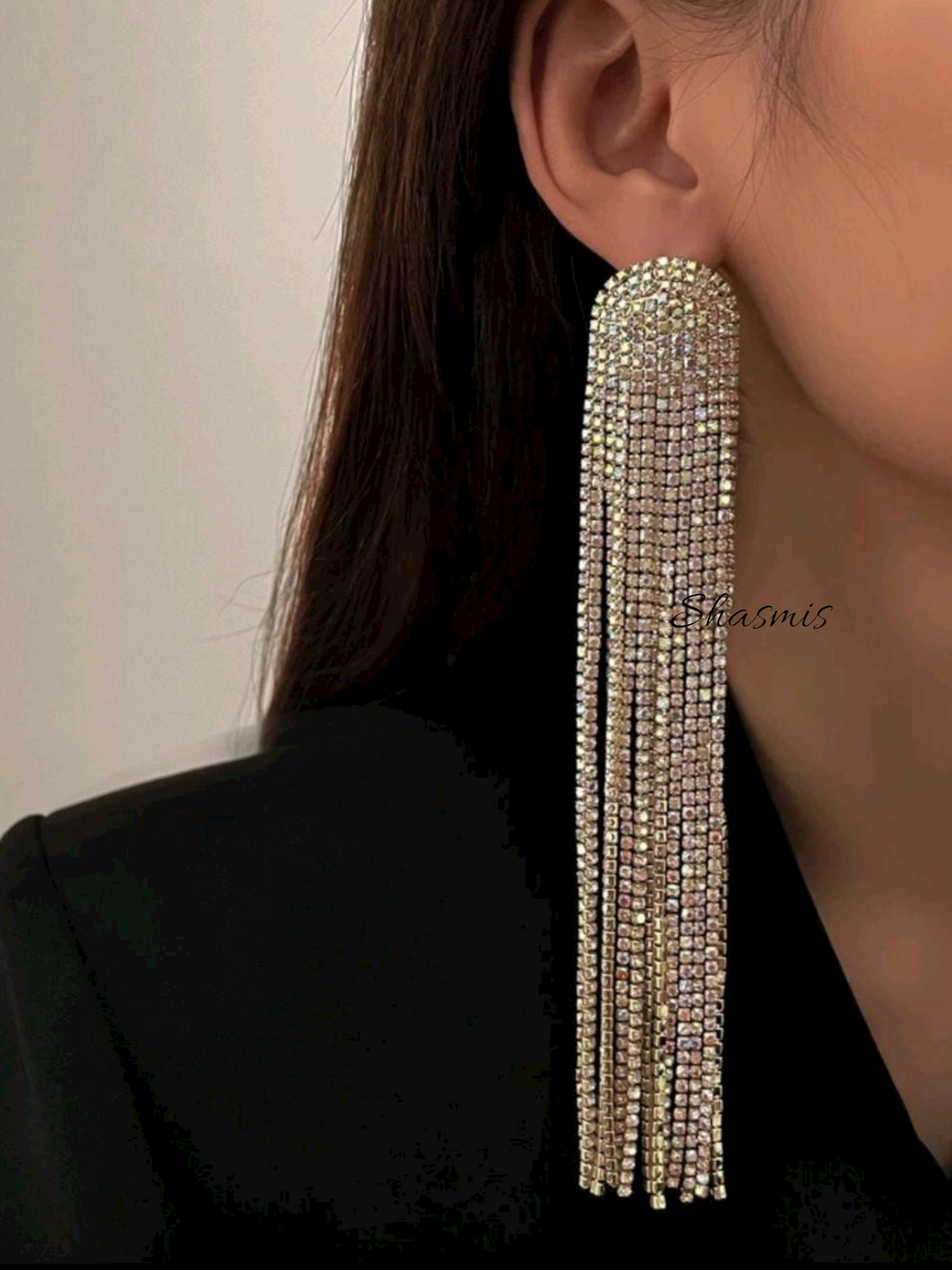 Long Rihenstone Earrings