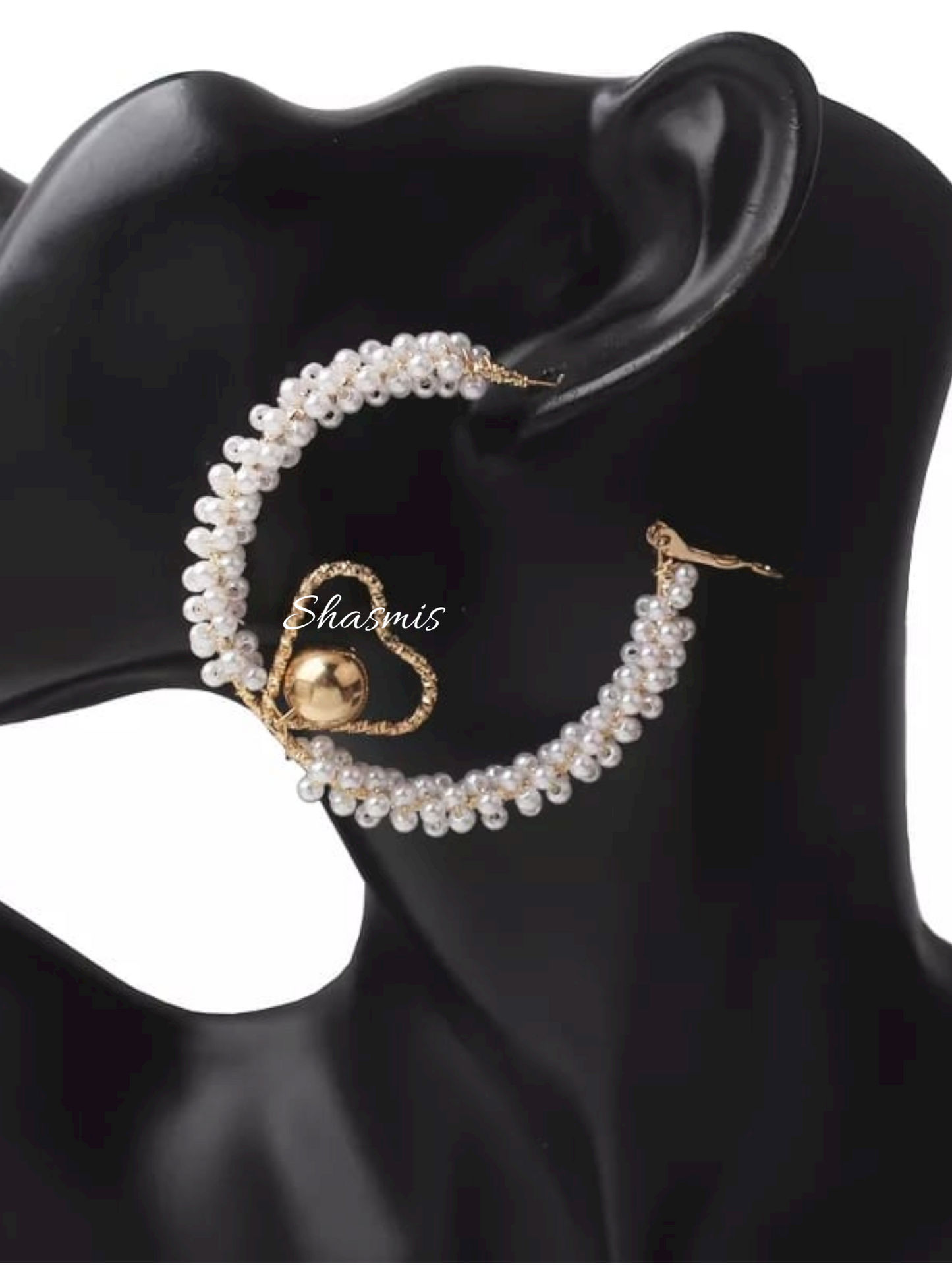 Gorgeous Heart Pearl Hoops