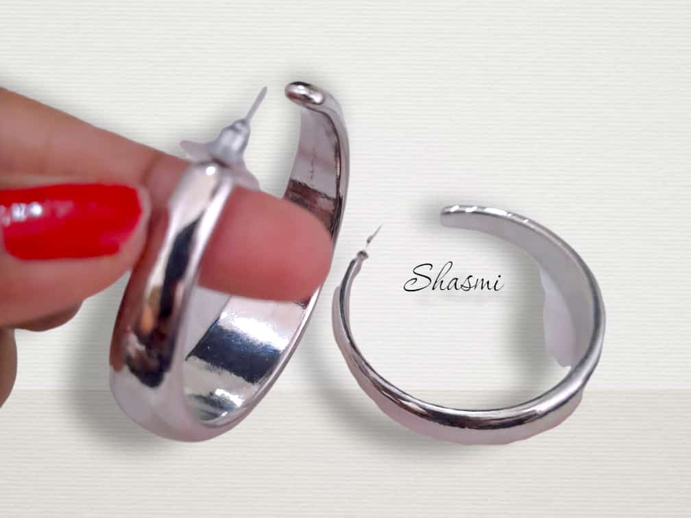 Silver Round Hoop Earrings