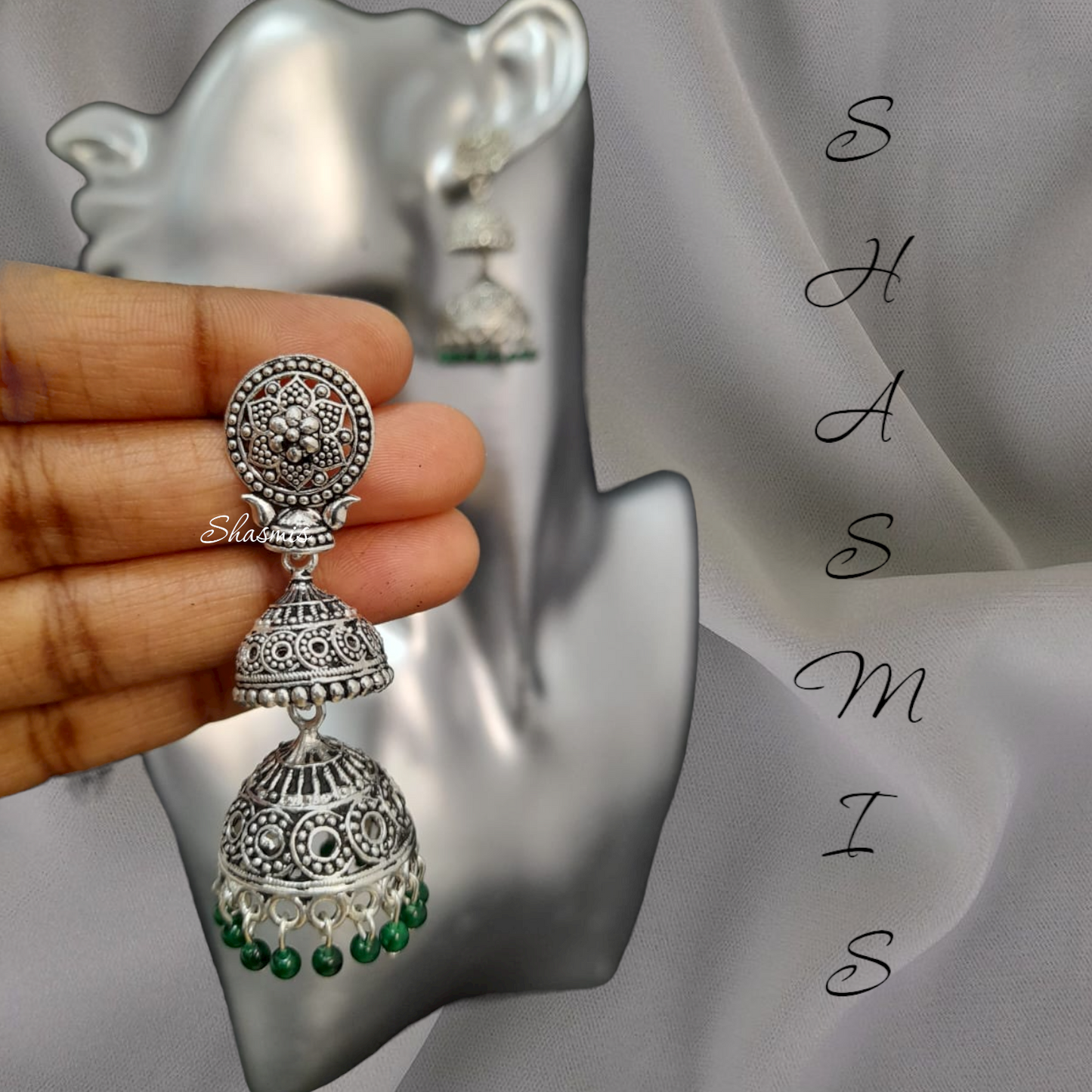 Silver Double Jhumka Earrings