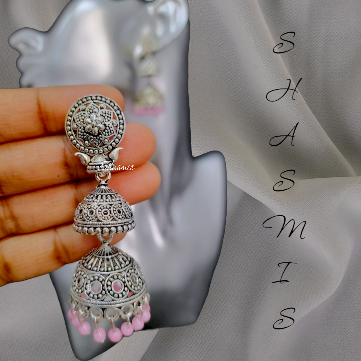 Silver Double Jhumka Earrings