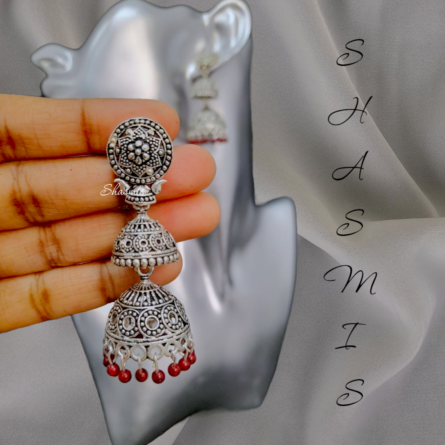 Silver Double Jhumka Earrings