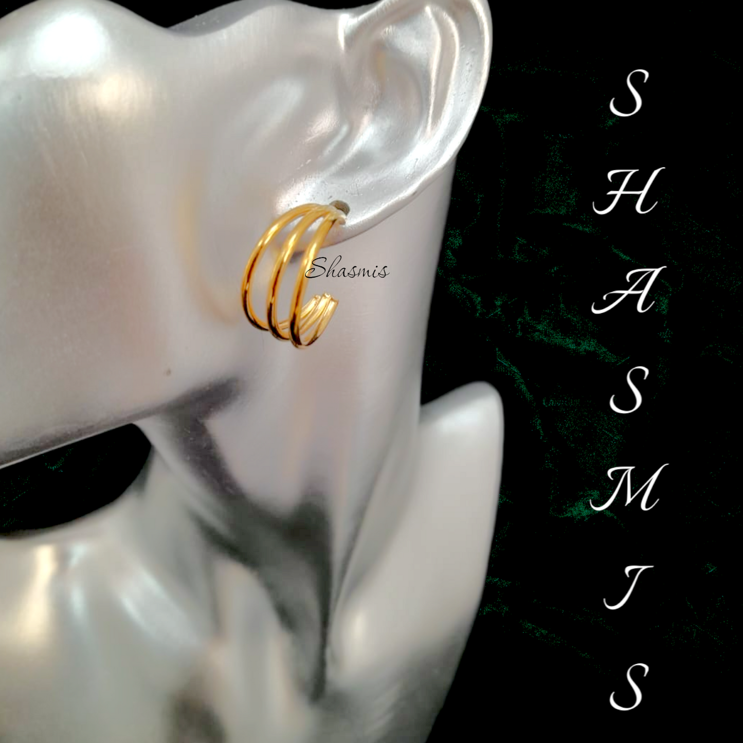 Golden Three Layer Earrings