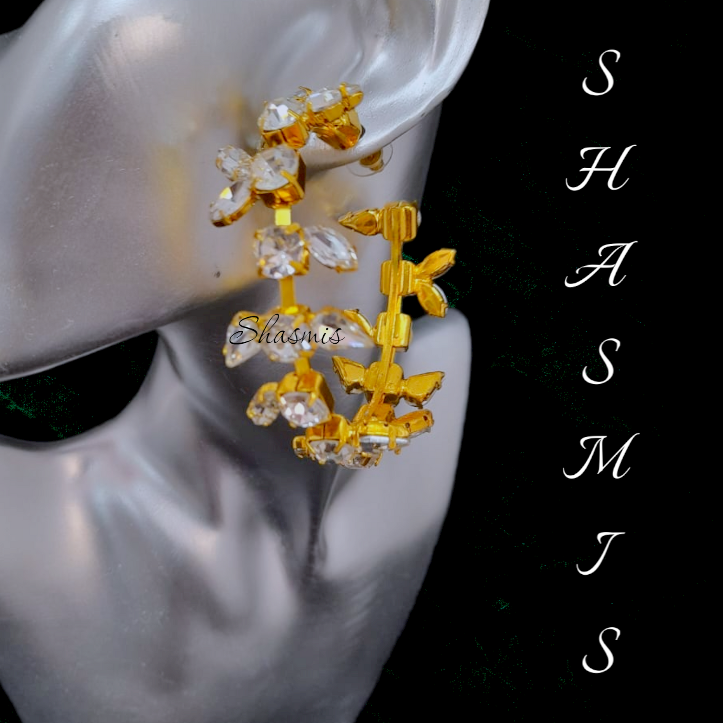 White diamond With Gold Plating Earrings