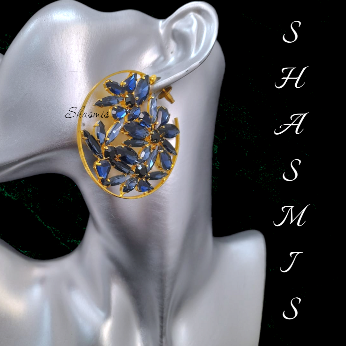 Blue Diamond With Gold Plating Earrings