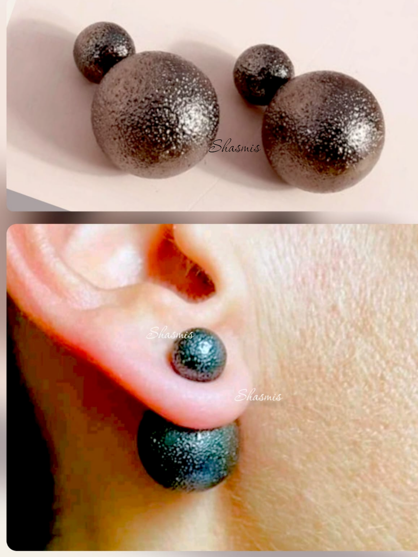 Black Double Side Earrings