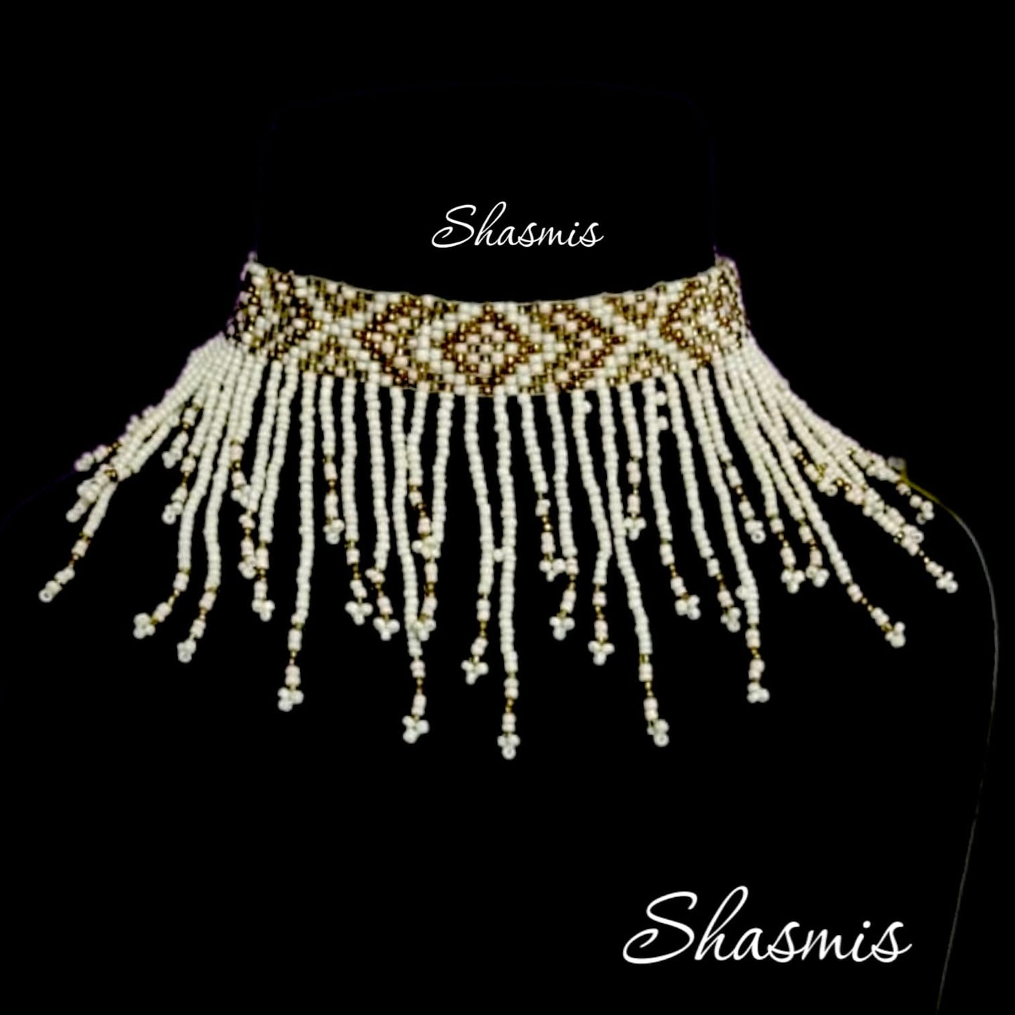 White Hand Beaded Necklace