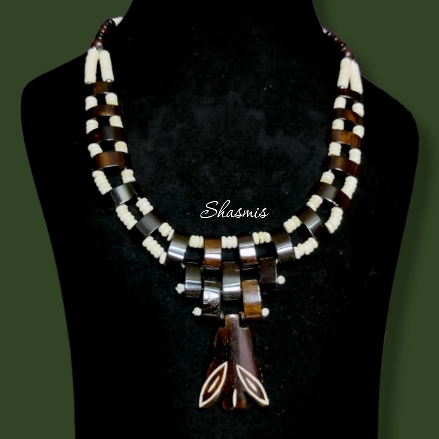 Western Brown And White Tibetian Necklace