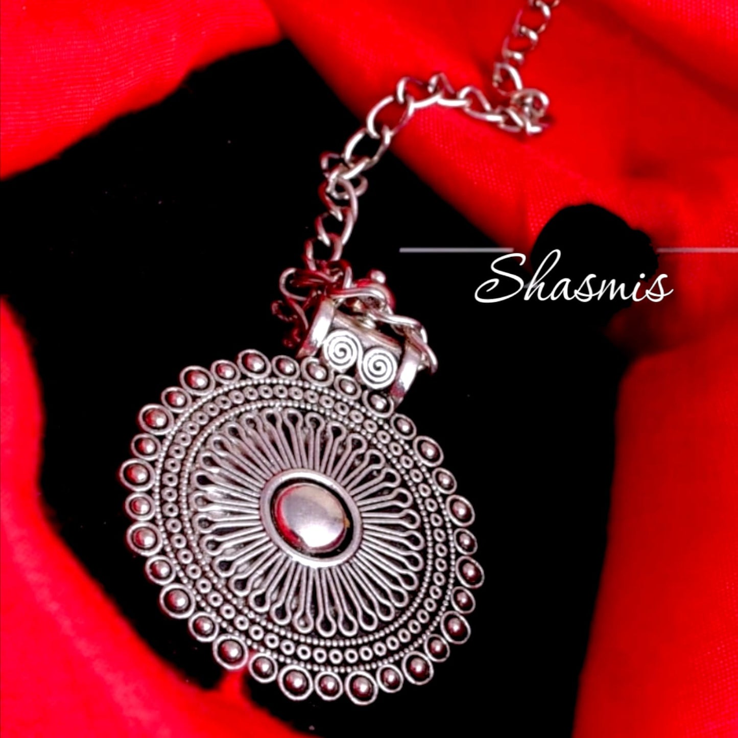 Traditional Temple Design Oxidised Chain Necklace