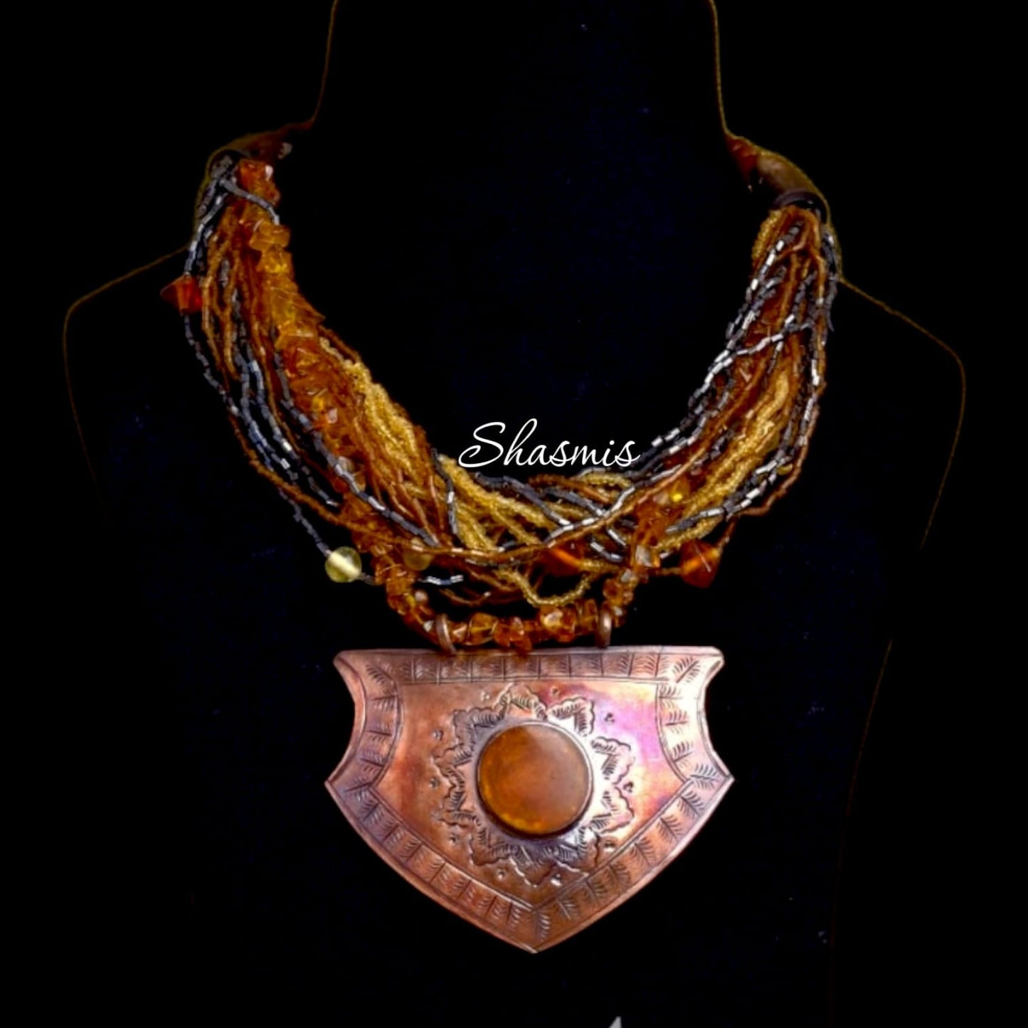 Bronze Pendant With Brown Stone Necklace