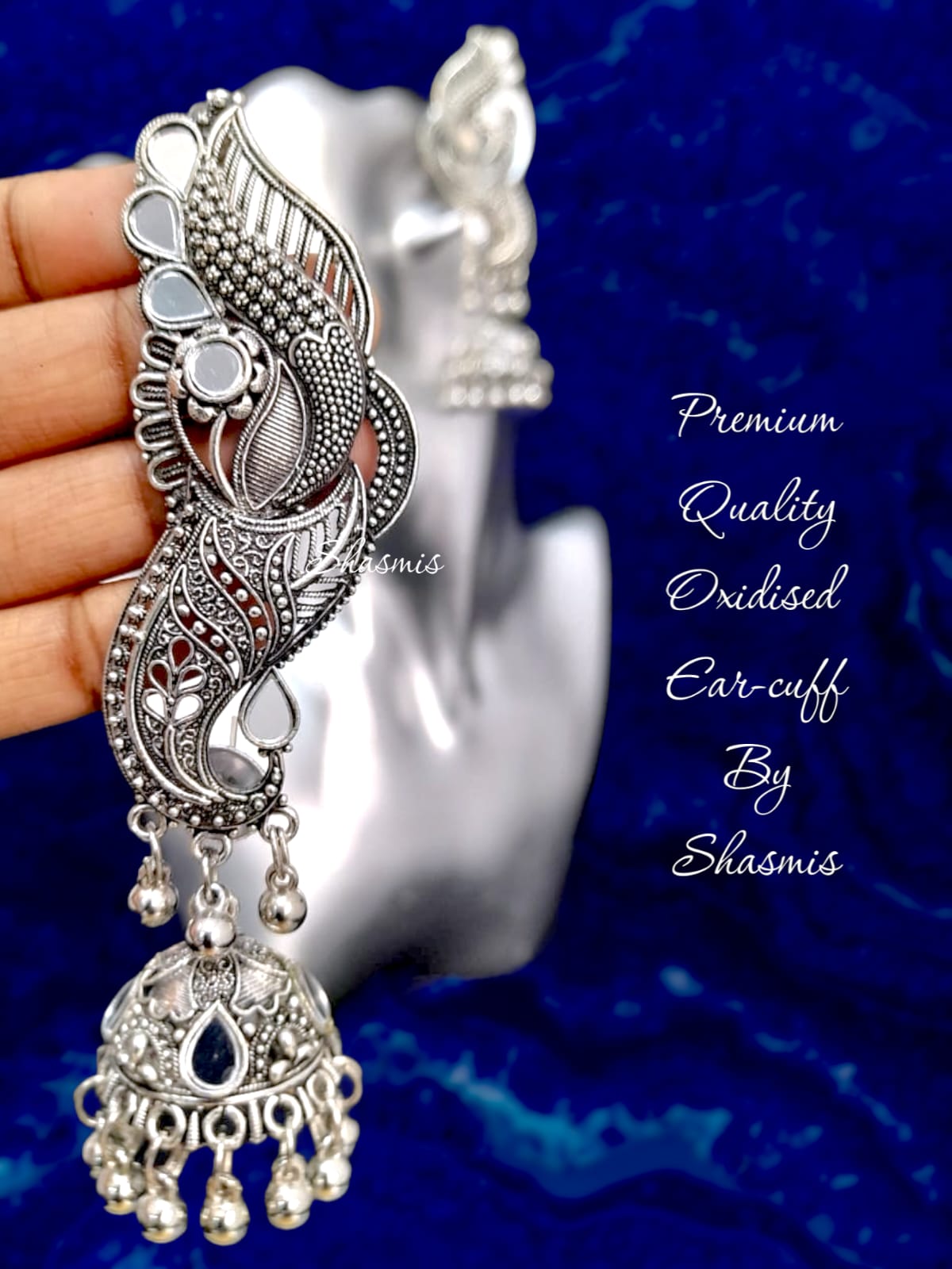 Oxidised Silver Ear Cuff, For Both Ears