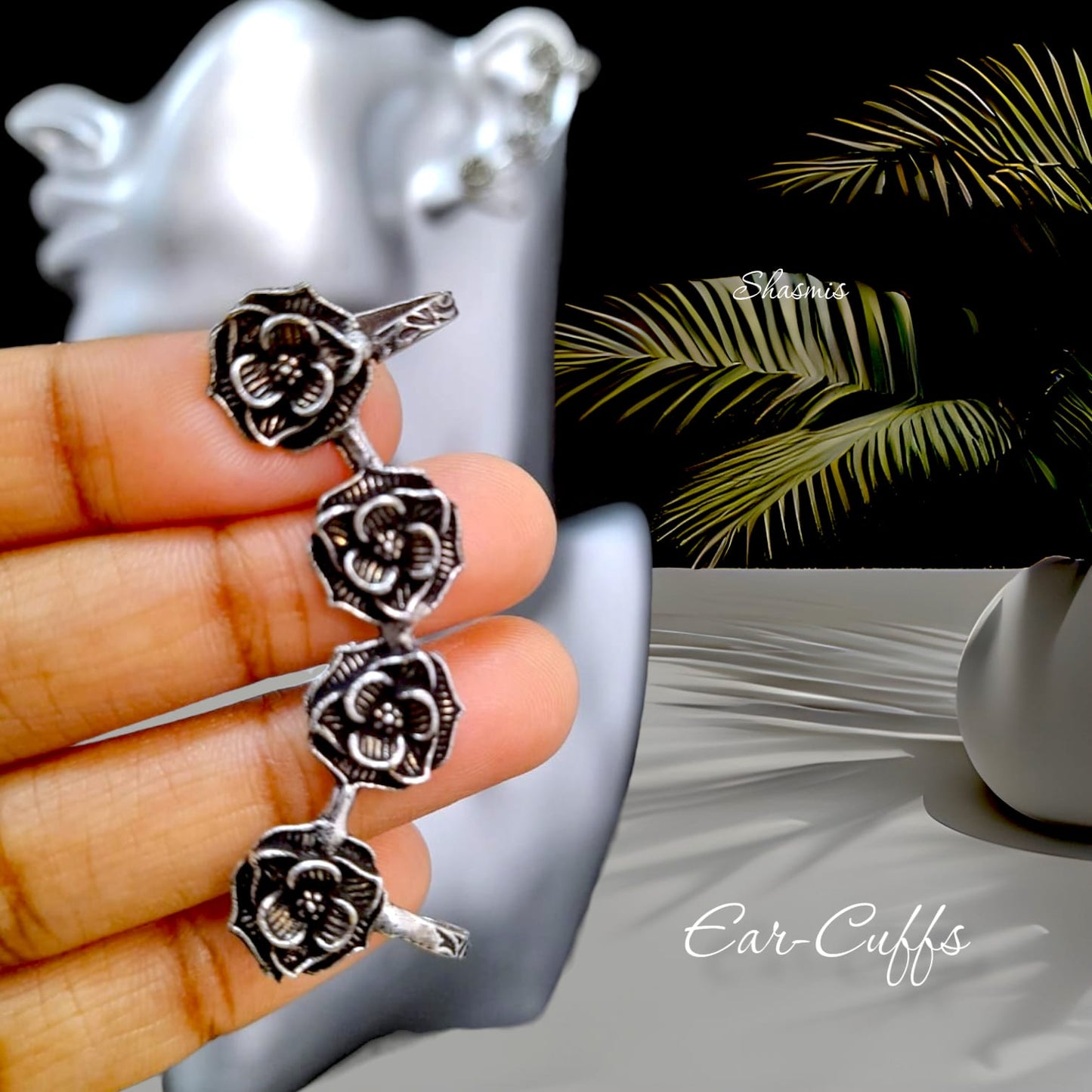 German Silver Oxidised Earcuff
