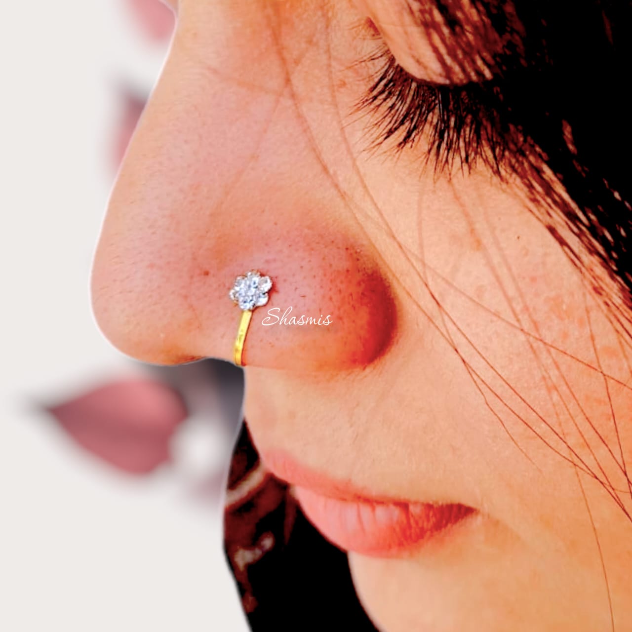 Tiny Nose Ring Small Tiny Stone Press/Non-Pierce Nose Pin