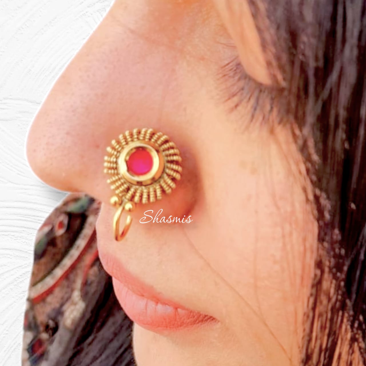 Proper Gold Plating Ruby Press/Non-Pierce Nose Pins