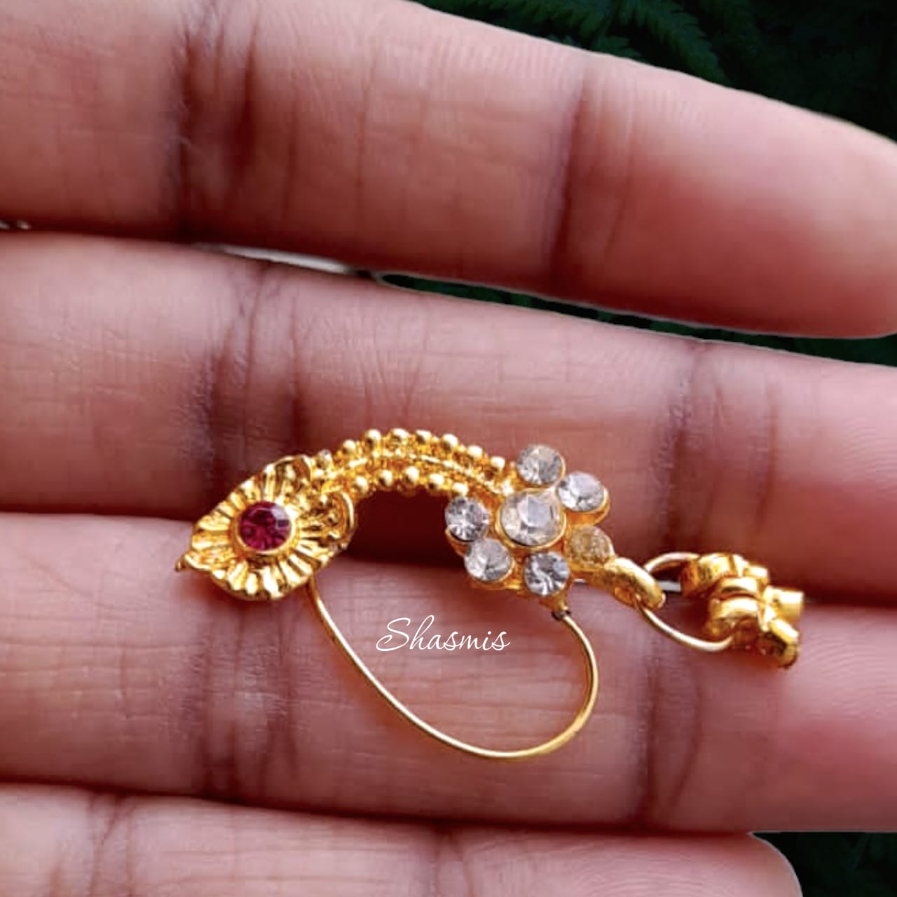 Pink Gold Plated Non-Pierced Nose Pin