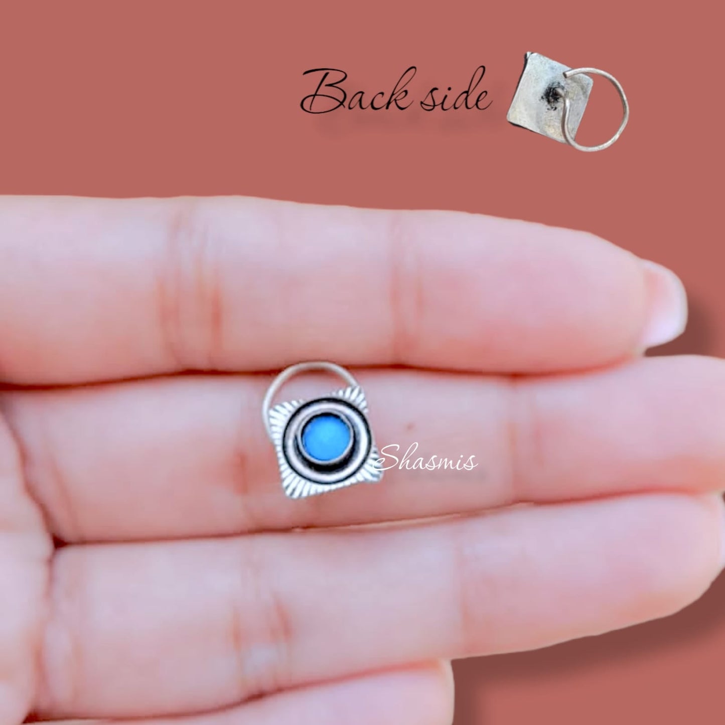 Blue Stone Design For Pierced Nose