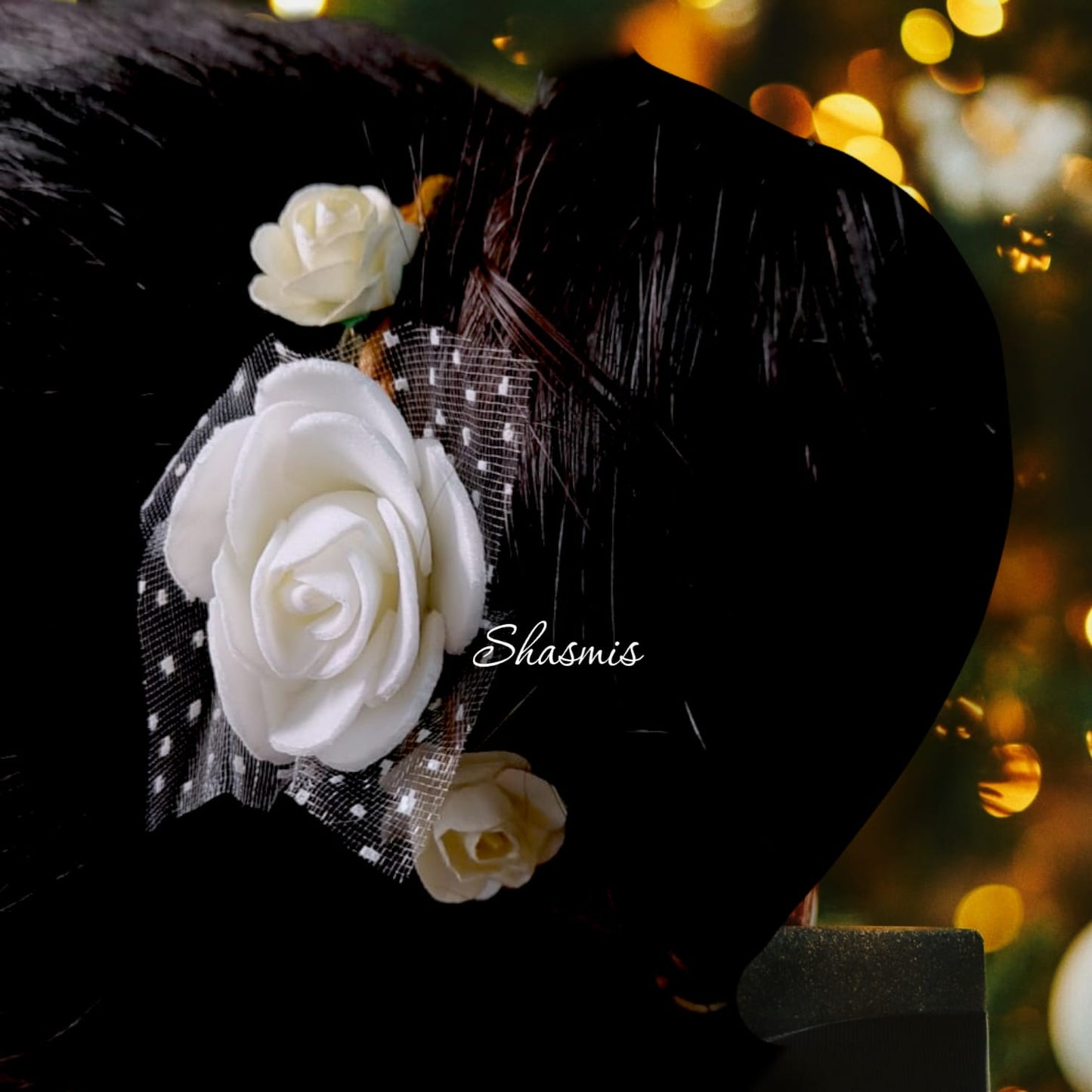 Big White Artificial Flower Hair Pin