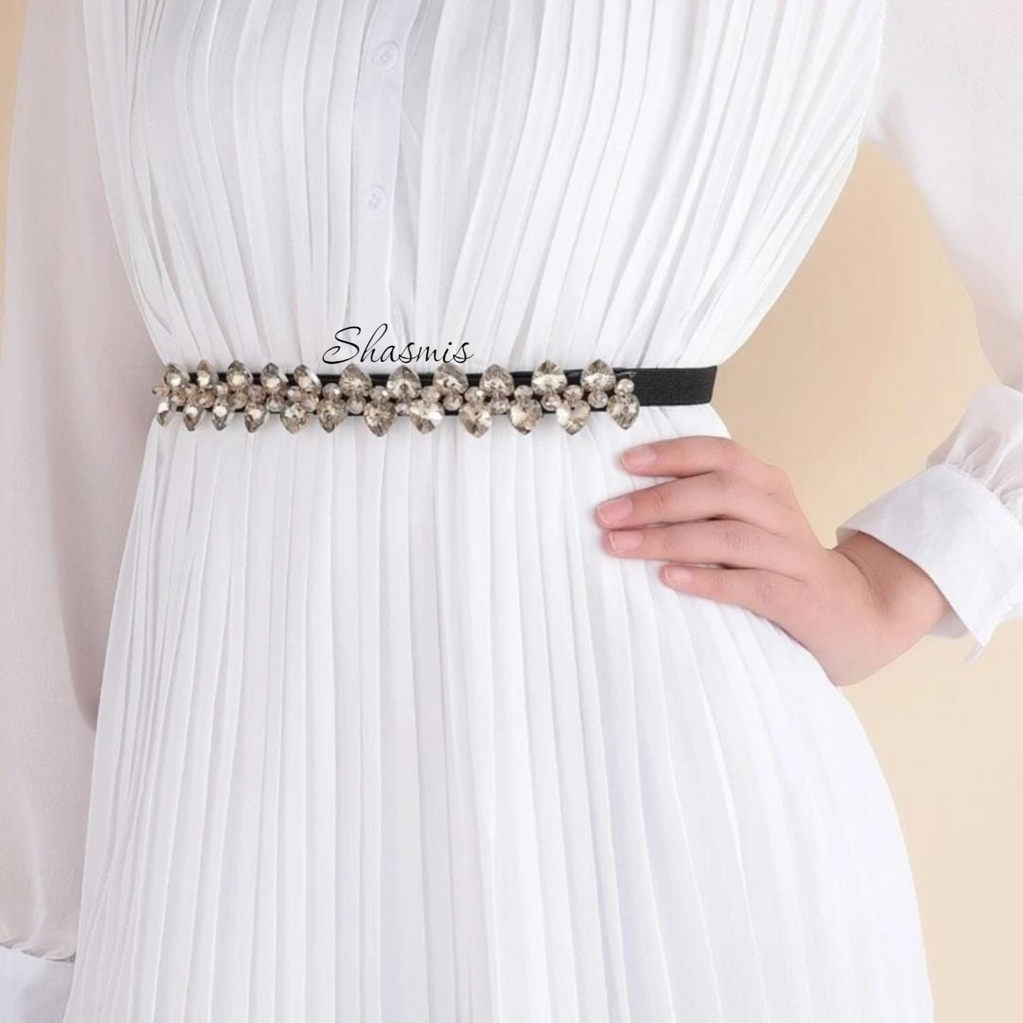 White Stones On Waist Belt